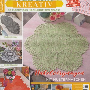 Magazine Hakeln kreativ 2024_02 journal crochet pattern for filet lace table cloth runner of any kind