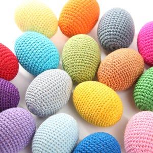 5 large wooden crochet easter eggs decorations teething toy cotton nature friendly - choose any custom color mix & match