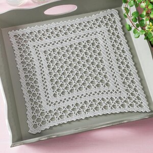Pattern of Hakeln kreativ  2026_02_09 Crochet Lace Cotton Table Runner Vintage Retro Floral Doily Purple Square Butterfly Bee