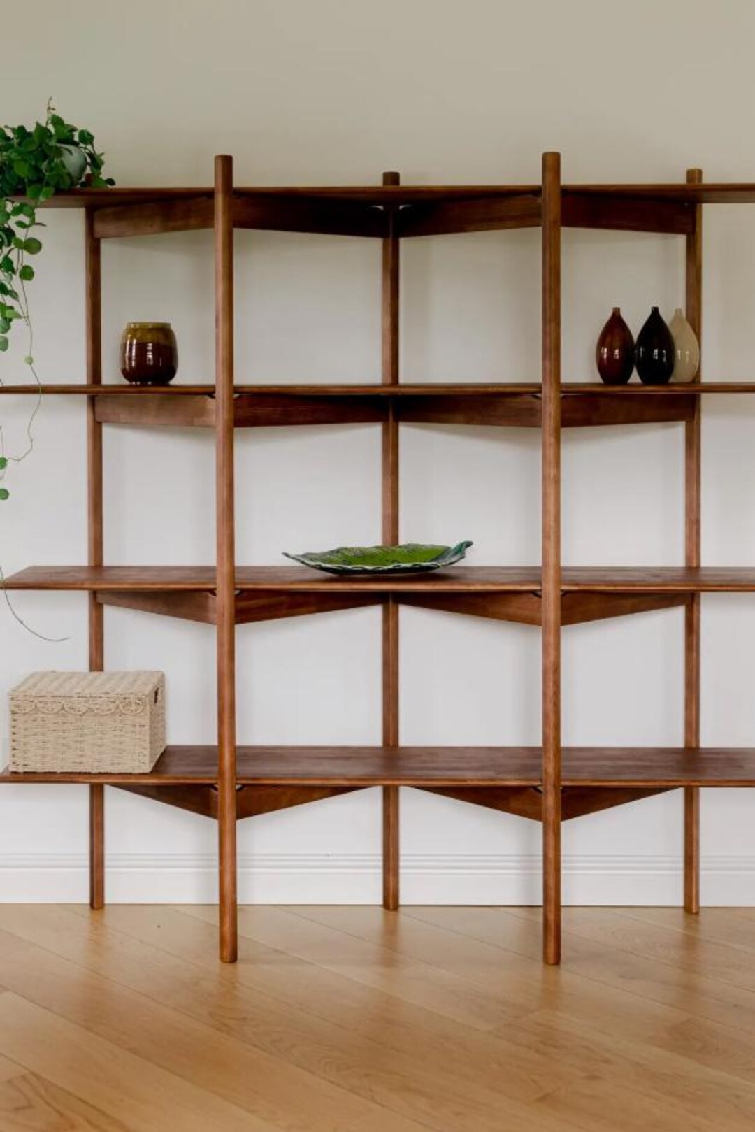 Mid-century Modern Shelf, Wooden Bookshelf, Mid-century Bookcase ...