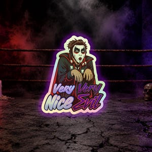 Danhausen Inspired Holographic Stickers: Comic Style, Pro Wrestling Fan Art Very Nice Very Evil