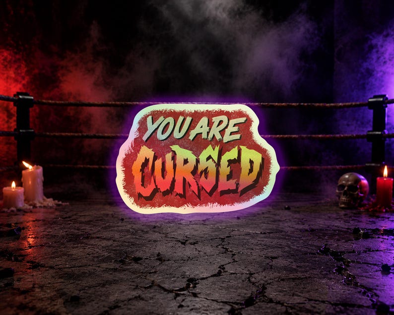 Danhausen Inspired Holographic Stickers: Comic Style, Pro Wrestling Fan Art You Are Cursed