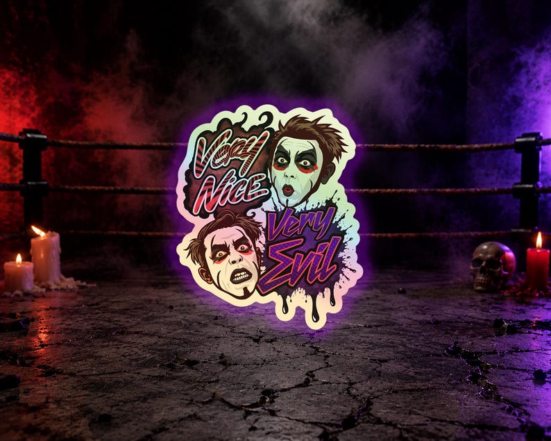 Danhausen Inspired Holographic Stickers: Comic Style, Pro Wrestling Fan Art Two Face Danhausen
