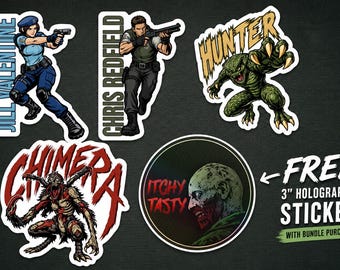 Resident Evil Vinyl Stickers - Chris Redfield Jill Valentine Hunter Chimera Laptop Water Bottle