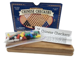 Cardinal Chinese Checkers Game Folding Solid Wood Board Metal Case Holder 1841