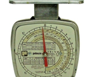 Báscula postal Pelouze vintage, modelo Z-2, 1981, EE. UU., decoración de oficina, cueva de hombre, industrial