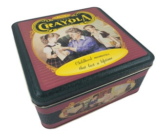 Vintage 1994 Crayola Crayon Tin Collectible Binney & Smith USA Container Box
