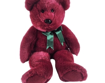 Vintage Ty Beanie Buddies Teddy Bear Plush Cranberry Red 13" Christmas Gift 1998