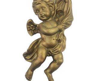 Valentine Vintage Homco Angel Cherub Wall Decor Hollywood Regency 1120 Gold