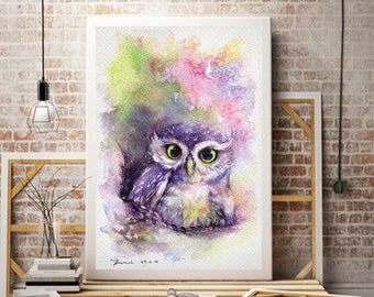 Printable owl art, Hand paint 100%,instant download, home Decor, png