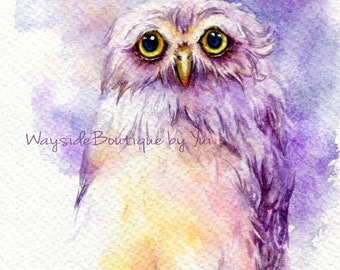 PRINT - Owl- Watercolor painting 7.5 x 11”