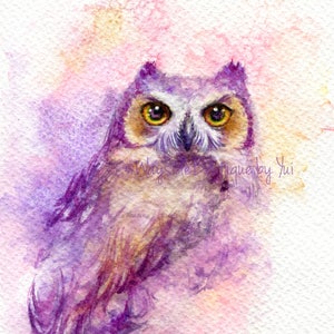 Pintura de acuarela ORIGINAL 7,5 x 11 pulgadas, pintura a mano 100%, arte, acuarela, hecho a mano, arte de búho, minimalista, contemporáneo, regalo, vida silvestre