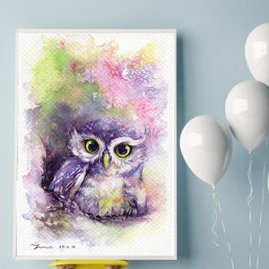 Printable owl art, Hand paint 100%,instant download, home Decor, png image 2