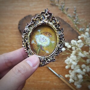 Original Tiny cute mouse Watercolor painting with Handmade Frame, Miniature Art for Dollhouse or Small home Decor, Hand-Painted by Yui