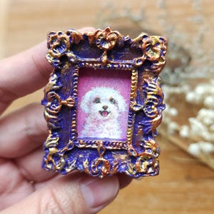 Mini Framed Watercolor dog Cute Hand-Painted Tiny Art Original Animal Painting Gift for Animal Lovers Nursery or Shelf Decor, pet portrait