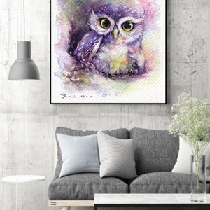 Printable owl art, Hand paint 100%,instant download, home Decor, png image 4