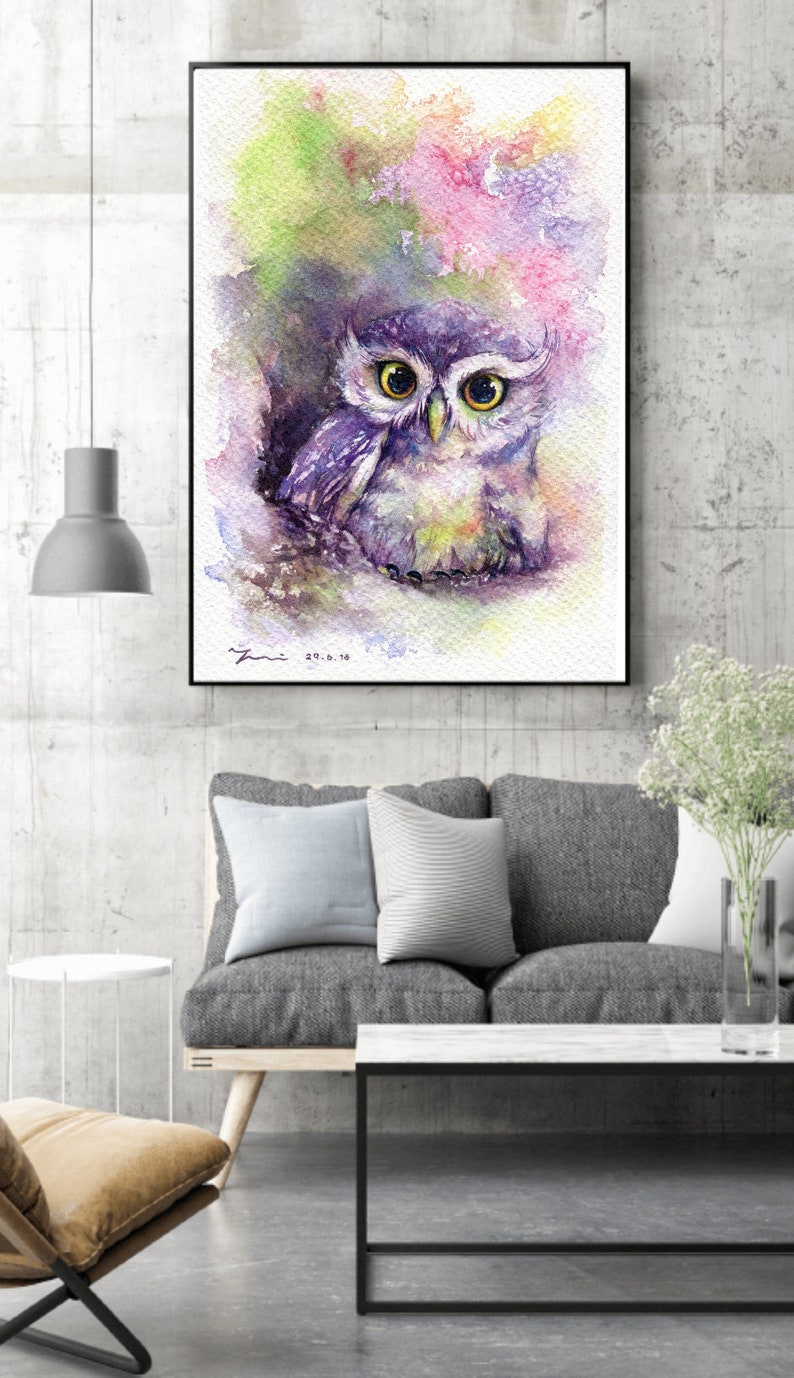 Printable owl art, Hand paint 100%,instant download, home Decor, png image 4