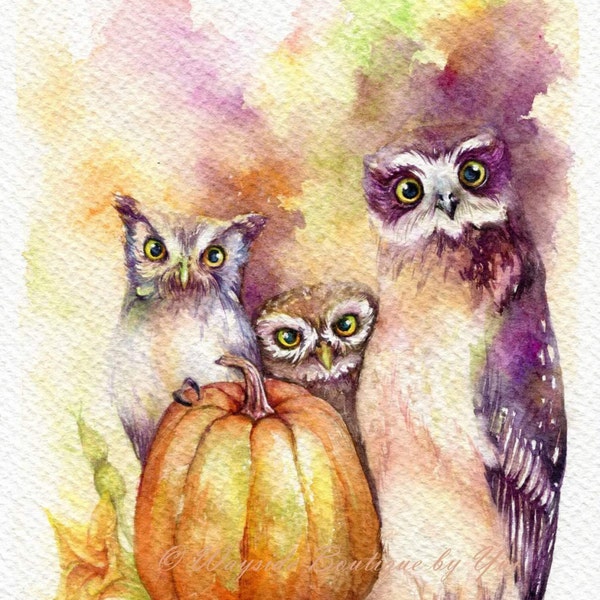 PRINT – Welcome Halloween Watercolor painting 7.5 x 11”