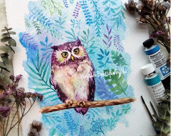 Relax time in blue - ORIGINAL watercolor painting 7.5x11 inches