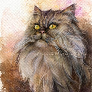 PRINT –Cat Watercolor painting 7.5 x 11”