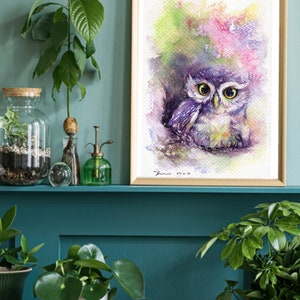 Printable owl art, Hand paint 100%,instant download, home Decor, png image 3