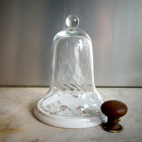 Vintage Glass Cloche and Antique Trivet Base