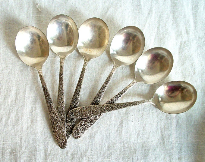 Vintage Soup Spoons in Silverplate Narcissus Pattern Etsy