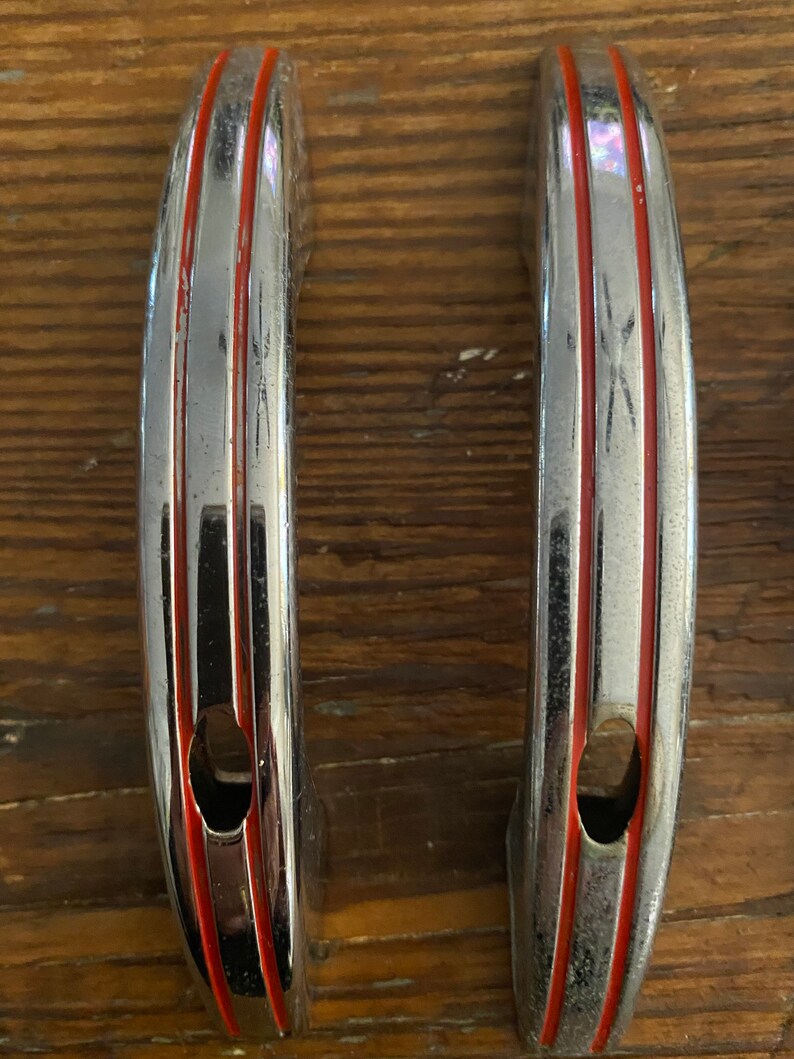 Vintage Chrome MCM Drawer Handles 1950s Chrome Handles Set Etsy