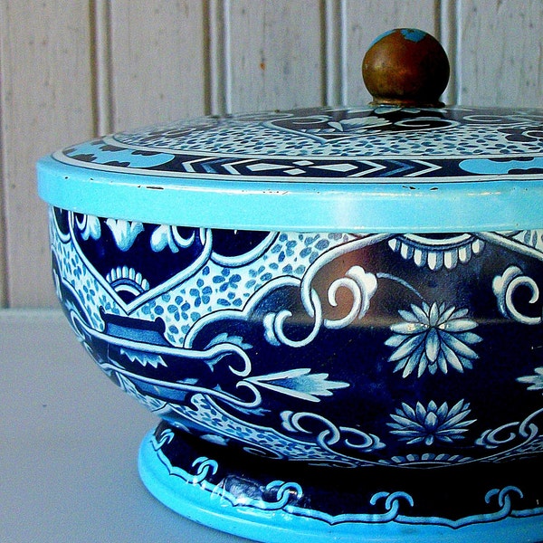 Vintage Blue Candy Tin Made in England