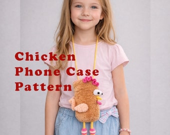 Patrón de funda para teléfono con forma de pollo a crochet, PDF de tejido y crochet, idea de regalo de Pascua, patrón de funda para teléfono con forma de pollo adorable, tutorial para hacer una funda para teléfono.