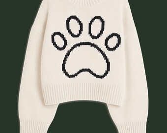 Patrón de huella de pata para tejer o punto de cruz: gráfico en PDF para amantes de los animales para suéteres y manualidades