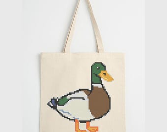 Patrón de gráfico de píxeles de pato (55 x 61 cm), gráfico de animal adorable, diseño para tejer y bordar, motivo de suéter, descarga digital en PDF