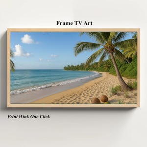 Tropical Beach Frame TV Art – Summer Coastal Landscape Digital Download for Samsung Frame TV – Beach Scene Wall Art for TV