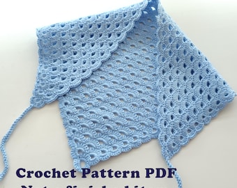 Patrón de pañuelo de ganchillo, pañuelo bohemio para la cabeza, pañuelo de verano para el cabello, PDF de ganchillo fácil, turbante de playa.