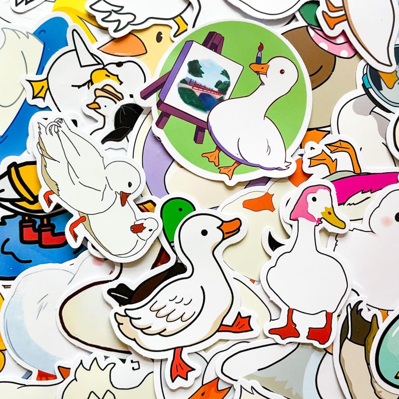 Pack of 50 Cute Duck Stickers, Funny Quacker Stickers, Cartoon Animal ...