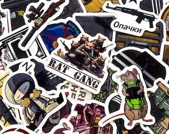 Paquete de 50 pegatinas de Escape from Tarkov, pegatinas de juego de disparos, pegatinas de operador de combate, pegatinas impermeables para fans, streamers y coleccionistas.