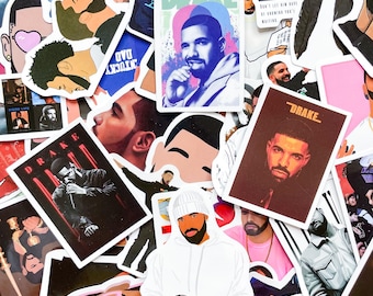 Confezione da 50 adesivi della leggenda del rap Drake, adesivi estetici hip-hop, adesivi dei cartoni animati dei rapper, adesivi impermeabili per fan, adolescenti, collezionisti