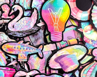 Pack of 50 Psychedelic Art Stickers, Trippy Colorful Stickers, Surreal Space Stickers, Neon Aesthetic Waterproof Stickers for Artists