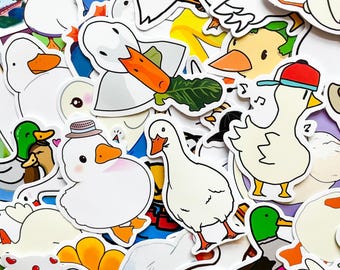 Confezione da 50 adesivi carini a forma di anatra, adesivi divertenti a forma di quacker, adesivi a forma di animali dei cartoni animati, adesivi impermeabili a forma di animaletto kawaii, per gli amanti delle anatre, regalo per bambini