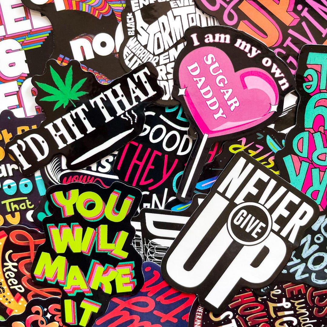 Sticker That Says Example Pack of 50 Quote Stickers, Bold Colorful Phrase Stickers, Motivational ...