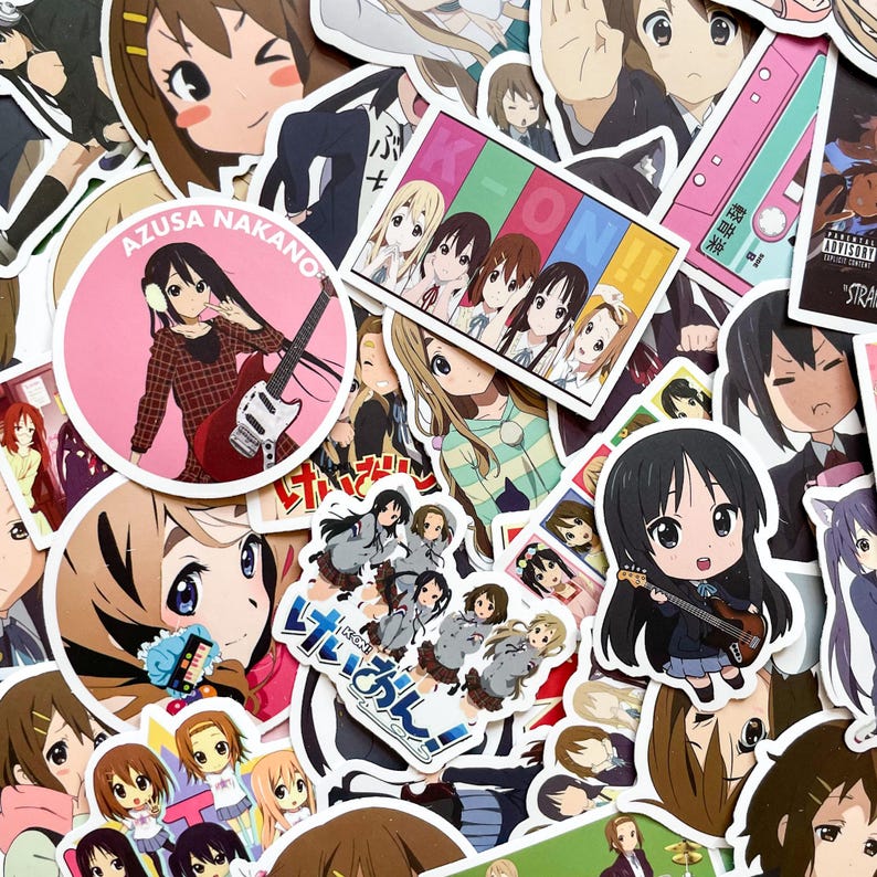 Anime R Sticker Pack of 50 K-on Anime Stickers, Japanese Band Stickers, Cute Girl ...
