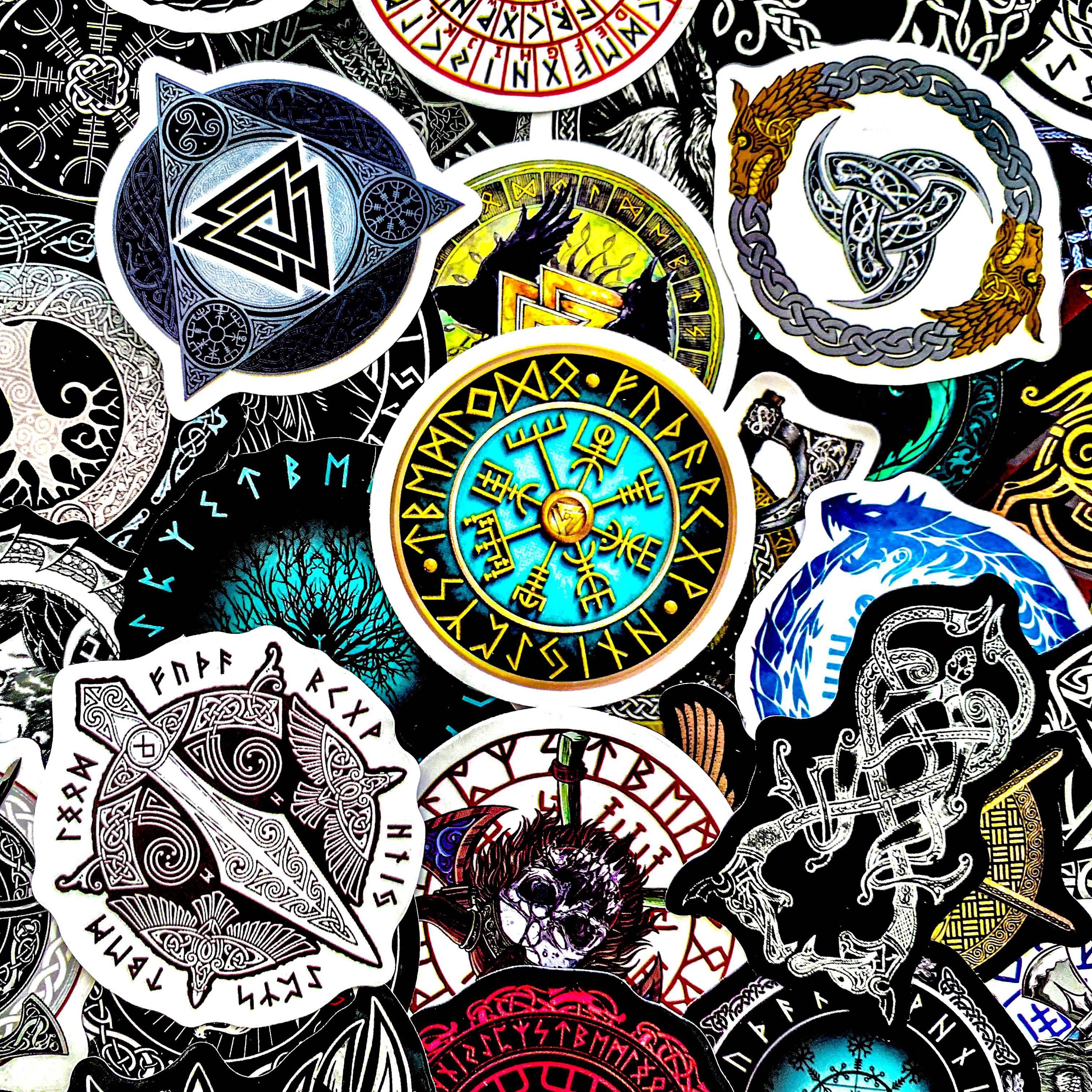 Myth Fans Pack of 50 Viking Stickers, Norse Mythology Stickers, Rune Symbol ...