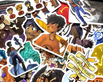 Pack of 50 Percy-Jackson Cartoon Stickers, Greek Mythology Stickers, Hero Fantasy Stickers, Waterproof Stickers for Book Lovers, Collectors