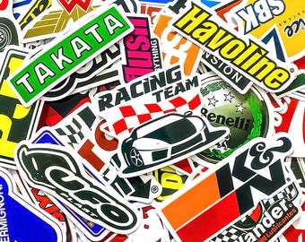 Pack of 50 Racing Stickers, Motorsport Logo Stickers, JDM Racing Stickers, Car Culture Stickers, Waterproof Stickers for Car Enthusiasts