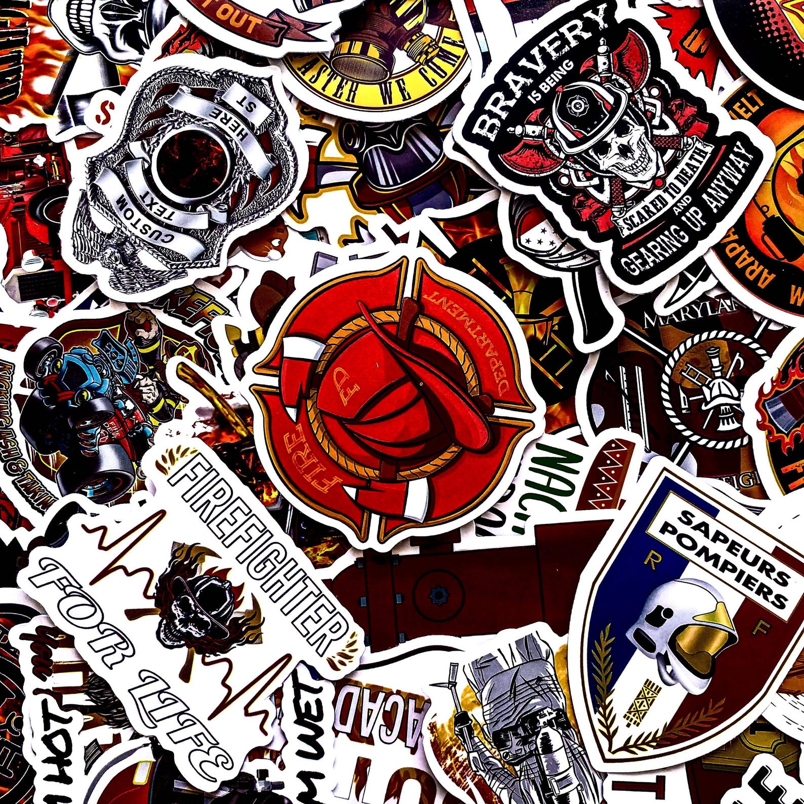 Pack of 50 Firefighter Stickers, Fire Helmet Stickers, Rescue Team ...
