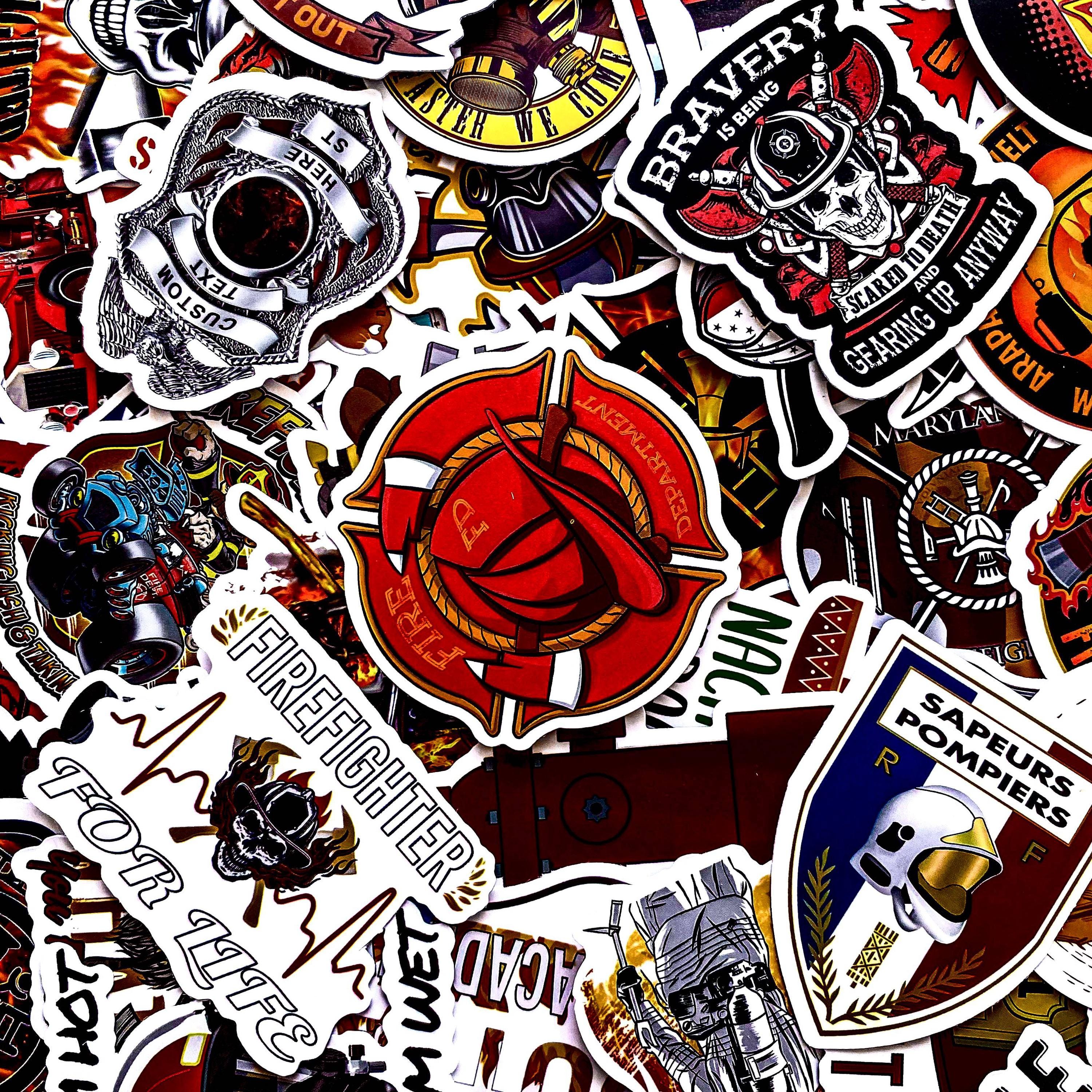 Heavy Rescue Sticker Pack of 50 Firefighter Stickers, Fire Helmet Stickers, Rescue Team ...