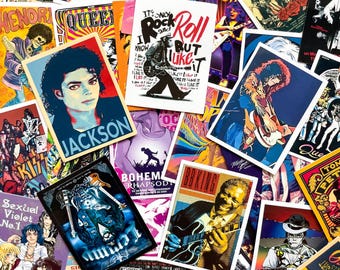 Pack of 50 Rock Band Stickers, Vintage Music Stickers, Retro Concert Stickers, Punk Rock Stickers, Waterproof Stickers for Music Fans, Boys