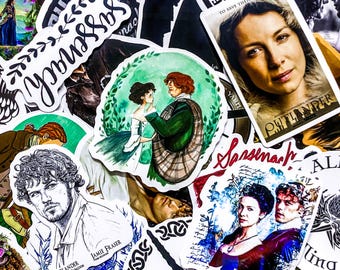 Pack of 50 Outlander Stickers, Jamie Fraser Stickers, Claire Fraser Stickers, Sassenach Stickers, Waterproof Stickers for Outlander Fans