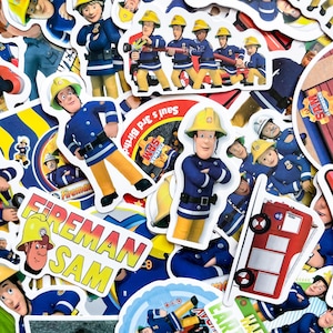 Pacote com 50 adesivos de Bombeiro Sam, adesivos de bombeiro de desenho animado, adesivos de caminhão de resgate, adesivos de presente à prova d&#39;água para crianças, adolescentes e colecionadores