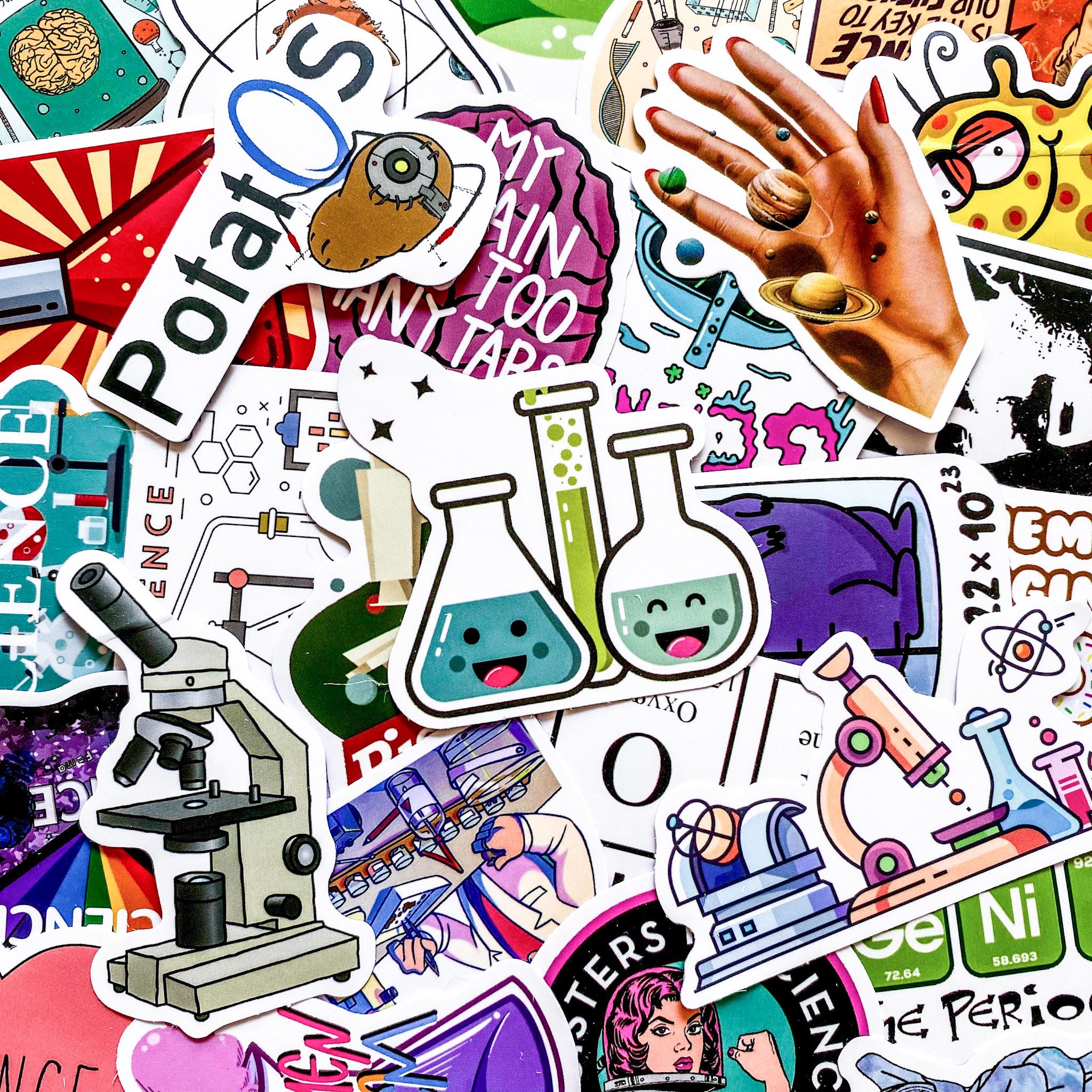 Nice Science Sticker Pack of 50 Science Stickers, Funny Lab Stickers, Nerdy Chemistry ...